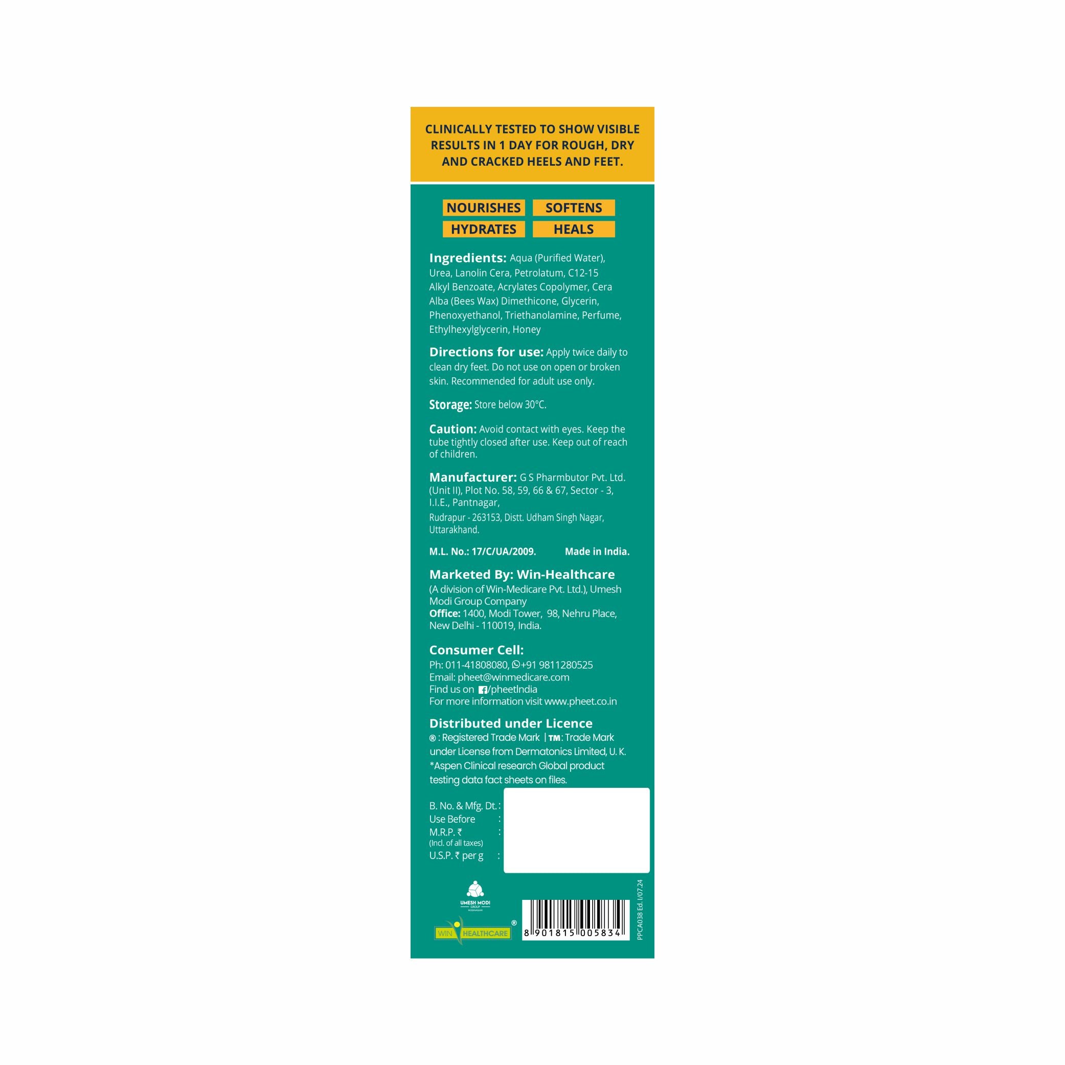 Pheet Cracked Heel Balm with Manuka Honey (50g)